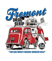 Fremont Drag Strip 1948 Anglia T-Shirt White artwork