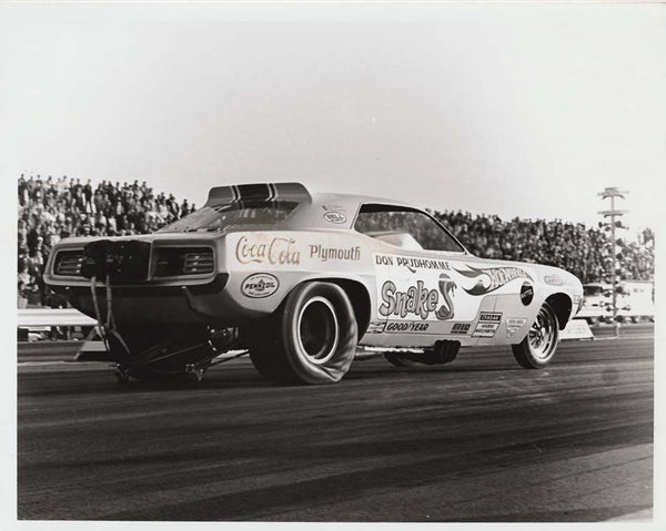 Don Prudhomme 1970 'Cuda Funny Car 8x10 Black and White Photo