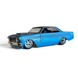 Jada Big Time Muscle 1:24 Die Cast 1964 Metallic Blue Ford Falcon Pro Street front driver side