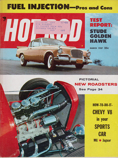 March 1957 Hot Rod Magazine Cover Image