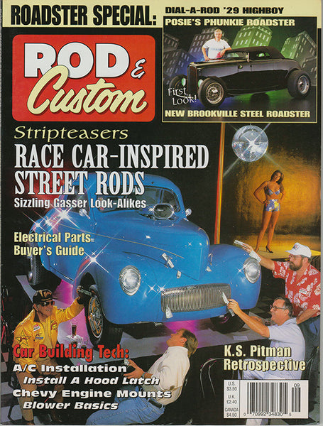 September 1997 Rod & Custom Magazine Cover featuring Boyd Coddington, Chip Foose, Gray Baskerville, and George Barris
