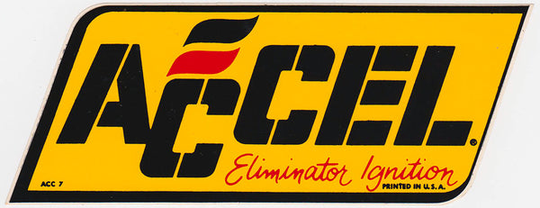 Original Vintage 1970's Accel Eliminator Ignition Sticker Large Front