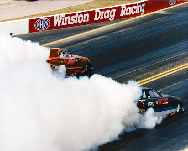 John Force and All Hoffman Burnout 8x10 Color Photo