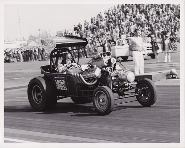 Wild Willie Borsche Winged Express Fuel Altered 8x10 Black and White Photo