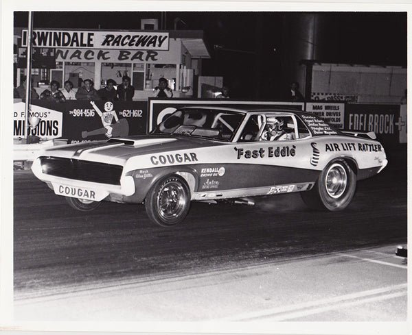 Fast Eddie Schartman Cougar Funny Car 8x10 Black and White Photo