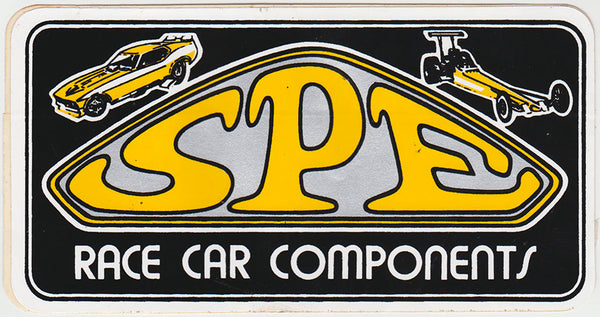 Original Vintage SPE Race Car Components Sticker 1970s  Front