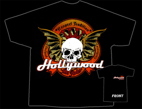 Hollywood Hot Rods Wicked Wigned Skull T-Shirt - Nitroactive.net