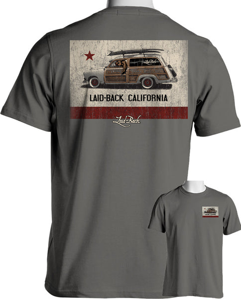 Laid-Back Cali Flag Woodie Gray T-Shirt
