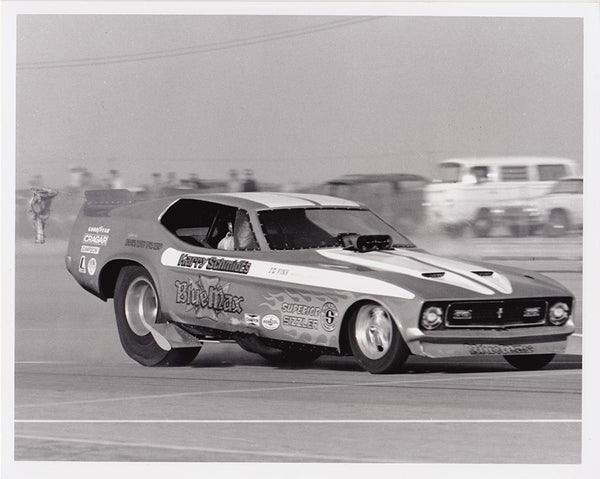 Blue Max Mustang Funny Car Black & White Photo