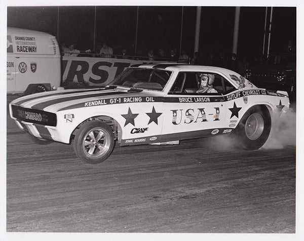 Bruce Larson USA-1 Camaro Funny Car 8x10 Black & White Photo 