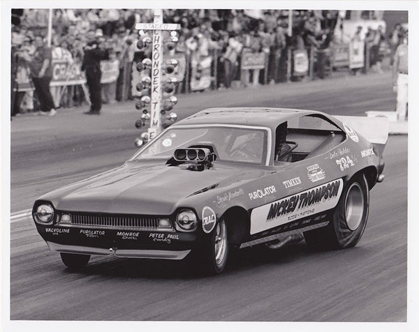 Vintage Dale Pulde in the Mickey Thompson Pinto Funny Car 8x10 Black and White Photo